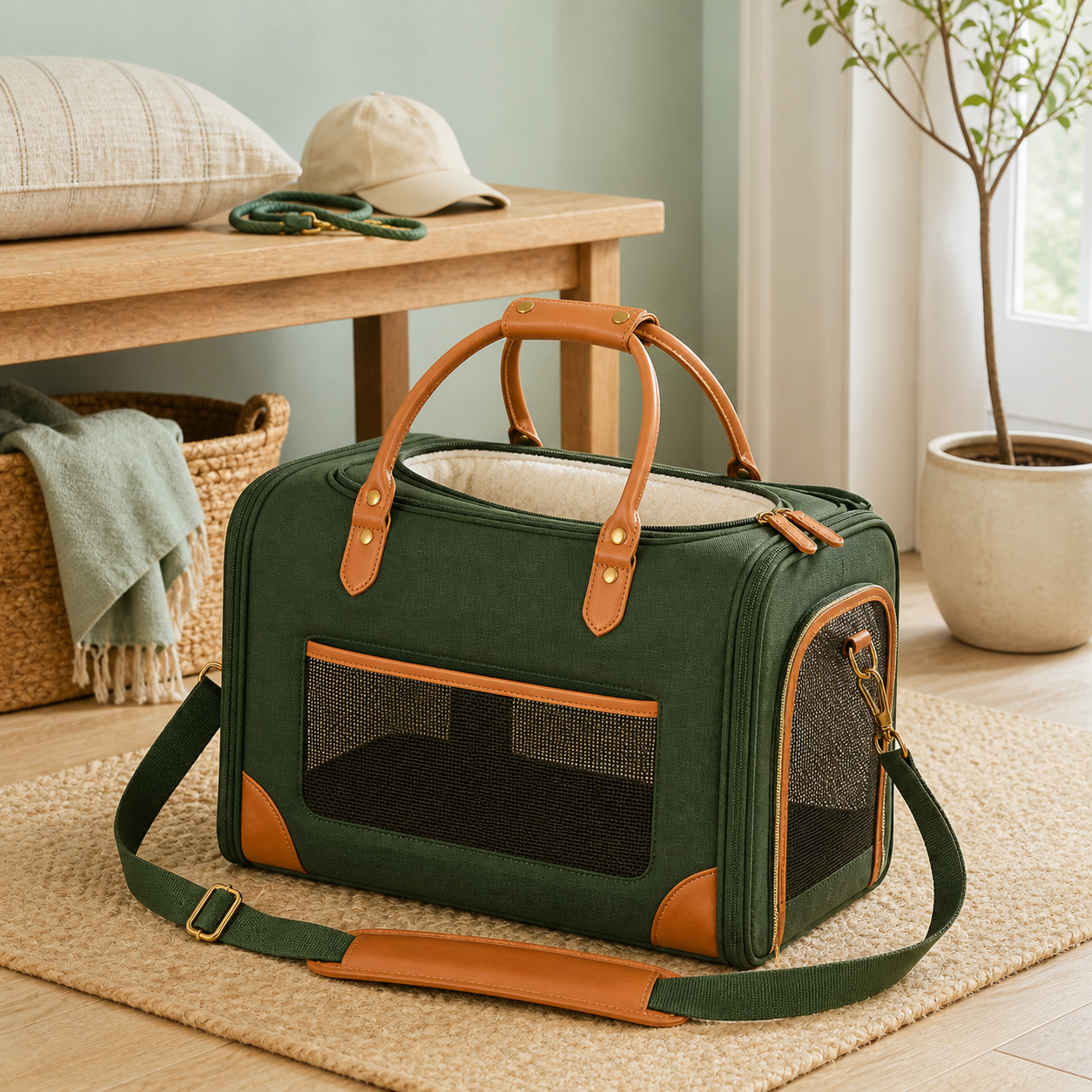 Pet travelling comfortably in the Weekend Carrier