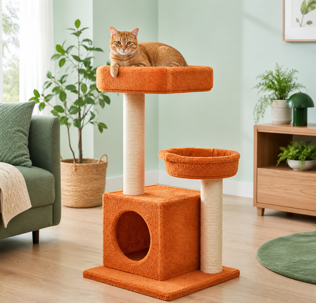 Cozy Cat House in a bright living room