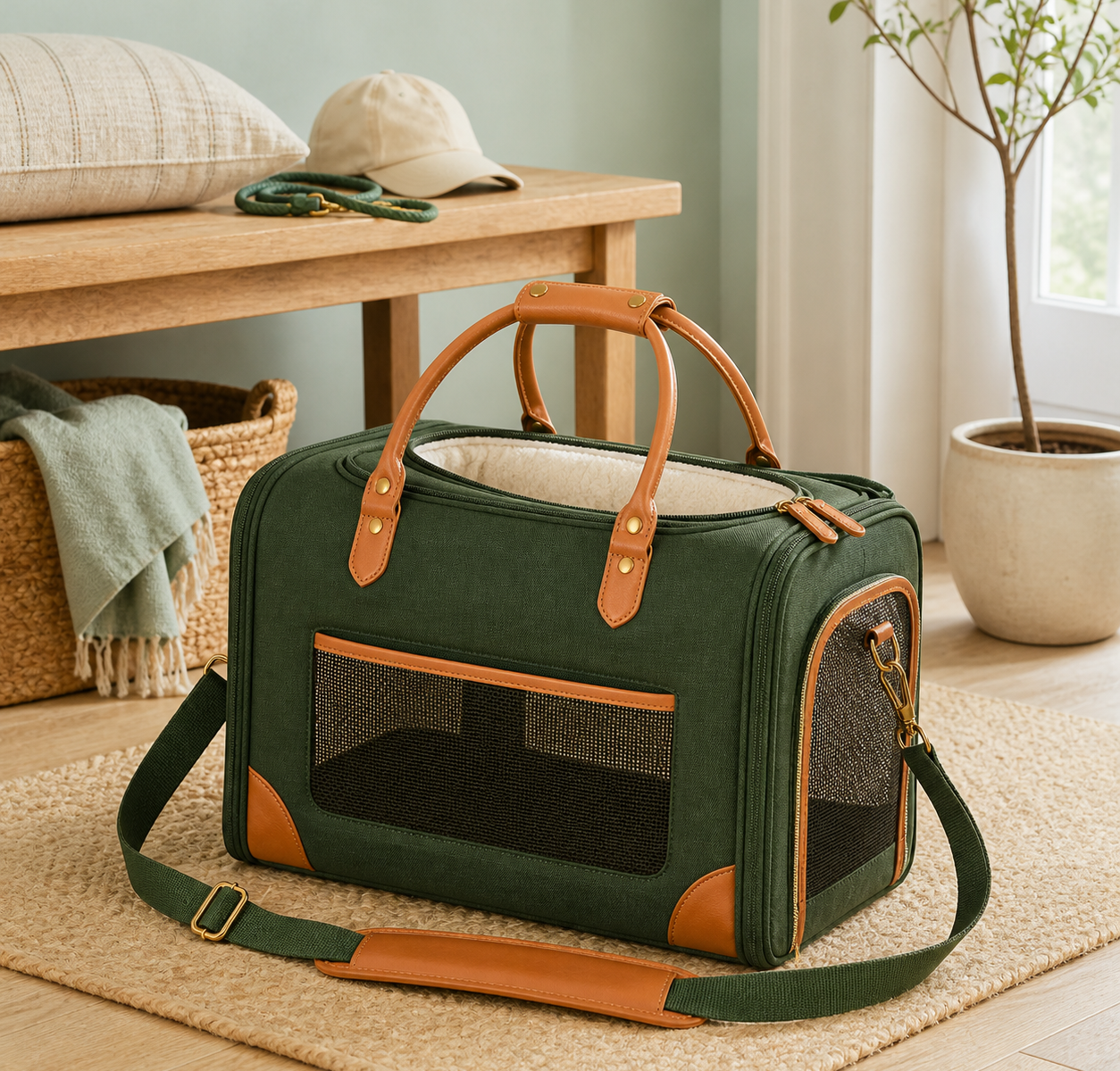 Pet travelling comfortably in the Weekend Carrier